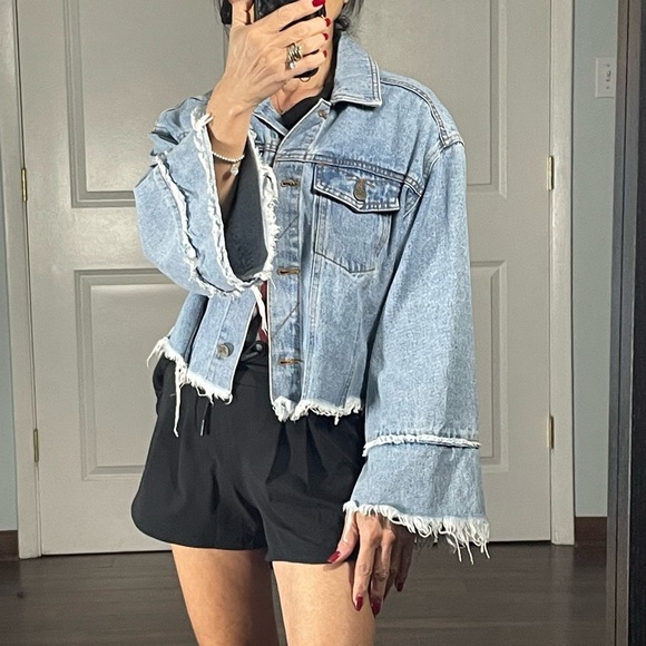 Unpublished Washed Cut Off Denim Jacket - Picture 4 of 11